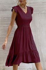 Amsoin Fashion Casual Solid Split Joint V Neck Irregular Dresses