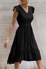 Amsoin Fashion Casual Solid Split Joint V Neck Irregular Dresses