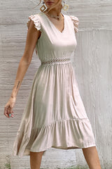 Amsoin Fashion Casual Solid Split Joint V Neck Irregular Dresses