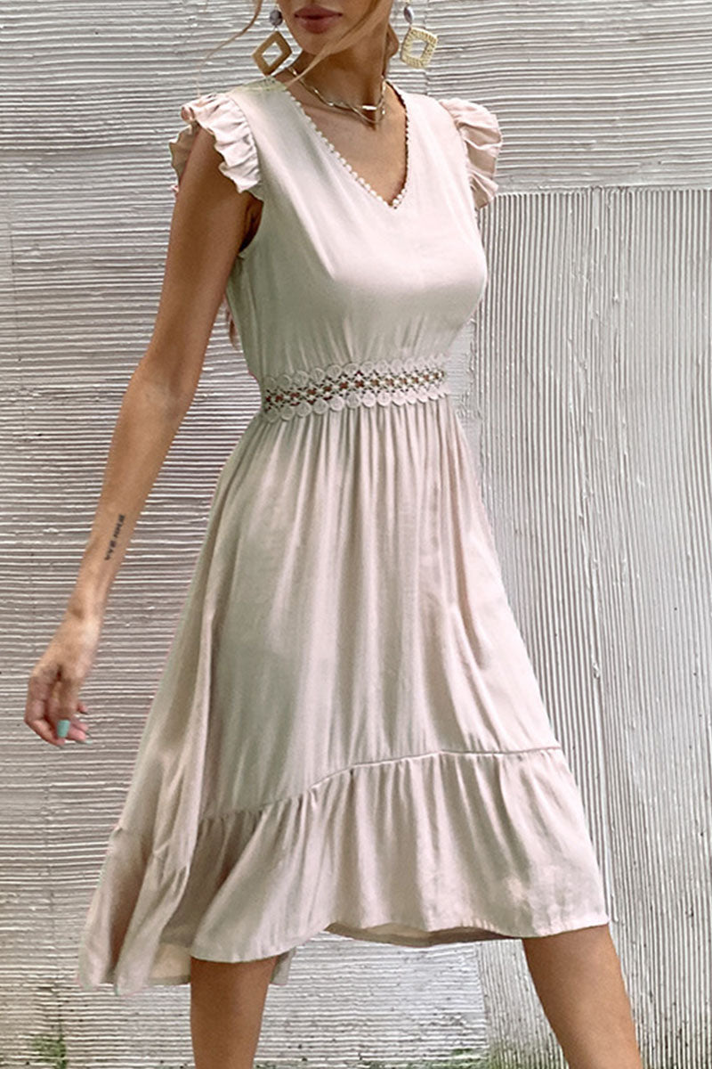 Amsoin Fashion Casual Solid Split Joint V Neck Irregular Dresses