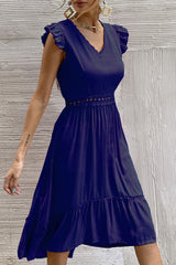 Amsoin Fashion Casual Solid Split Joint V Neck Irregular Dresses