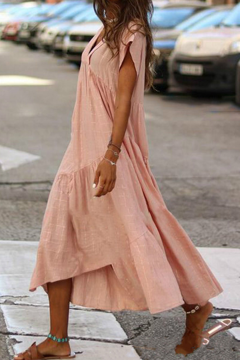 Amsoin Solid V Neck A Line Dresses(5 Colors)