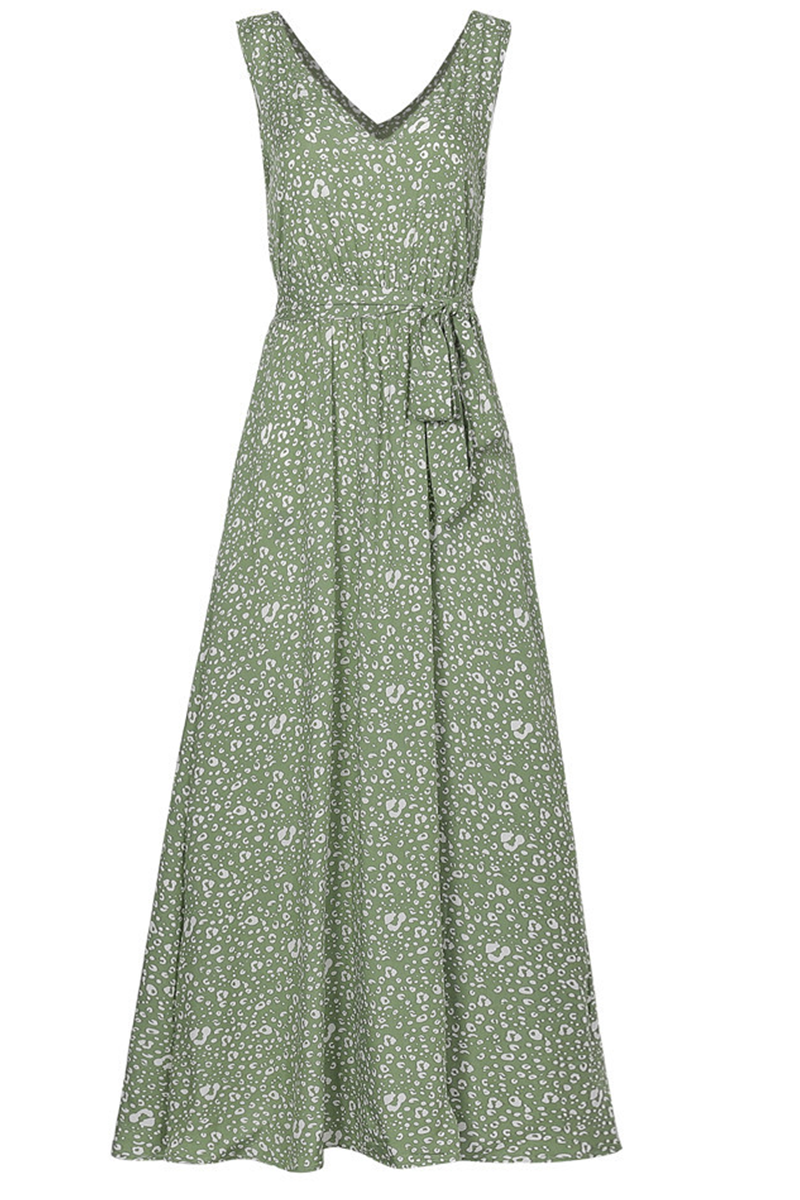 Amsoin Fashion Casual Leopard Patchwork V Neck A Line Dresses(5 colors)