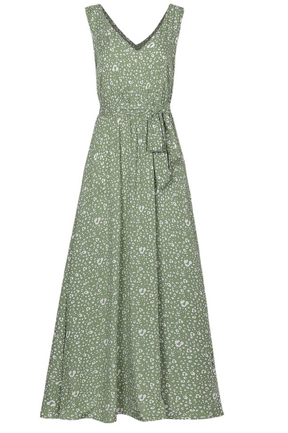 Amsoin Fashion Casual Leopard Patchwork V Neck A Line Dresses(5 colors)