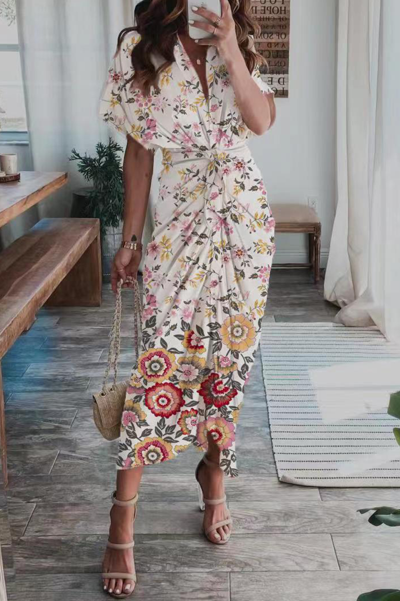 Casual Print Patchwork Turndown Collar Shirt Dress Dresses(4 Colors)