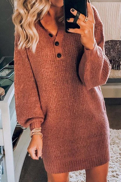 Casual Solid Patchwork V Neck Straight Dresses(3 Colors)