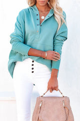 Amsoin Casual Stylish Solid Pocket Buckle Hooded Collar Tops(9 Colors)
