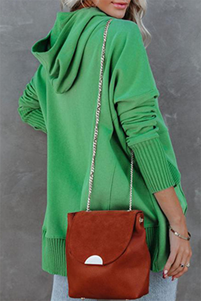 Amsoin Casual Stylish Solid Pocket Buckle Hooded Collar Tops(9 Colors)