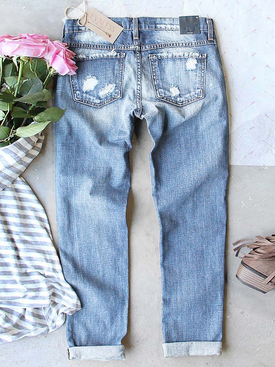 Amsoin Pink Leopard Denim Jeans