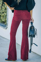 Fashion Casual Solid Solid Color Boot Cut High Waist Solid Color Bottoms(6 Colors)