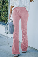 Fashion Casual Solid Solid Color Boot Cut High Waist Solid Color Bottoms(6 Colors)