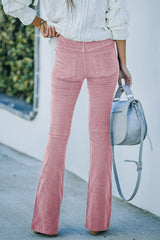 Fashion Casual Solid Solid Color Boot Cut High Waist Solid Color Bottoms(6 Colors)