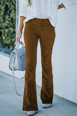 Fashion Casual Solid Solid Color Boot Cut High Waist Solid Color Bottoms(6 Colors)