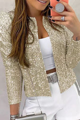 Amsoin Casual Solid Sequins Patchwork Outerwear(5 Colors)
