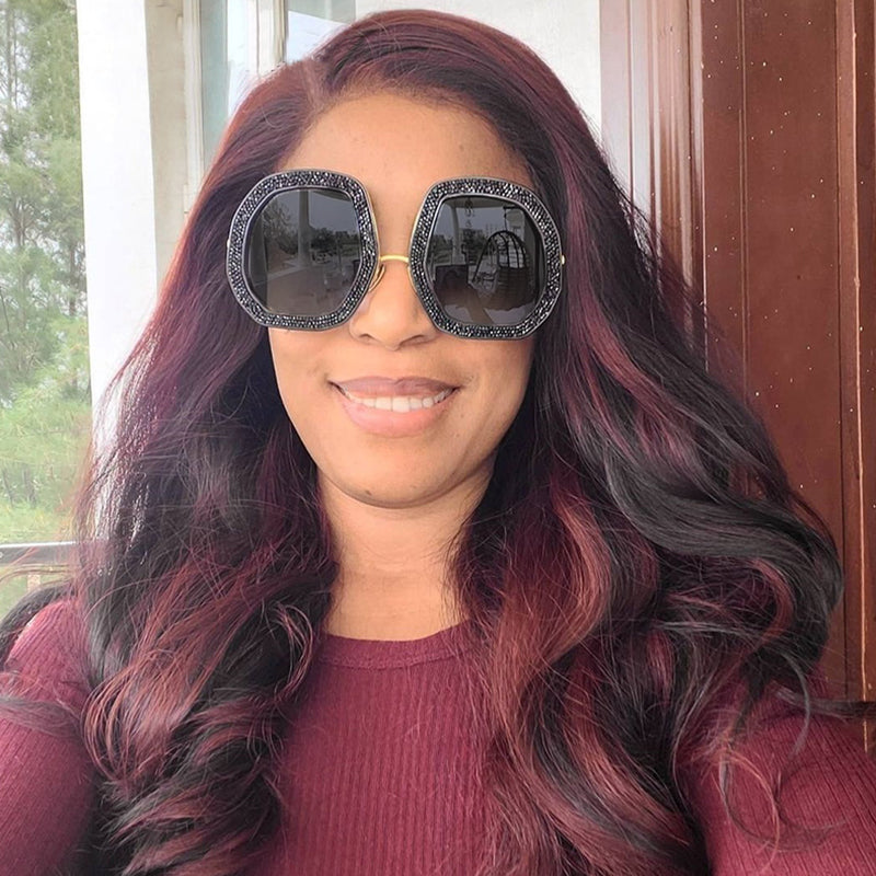 Amsoin Casual Daily Vintage Patchwork Rhinestone Sunglasses