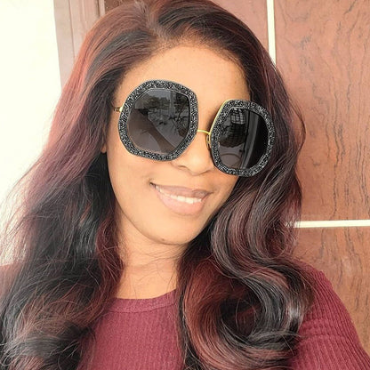 Amsoin Casual Daily Vintage Patchwork Rhinestone Sunglasses