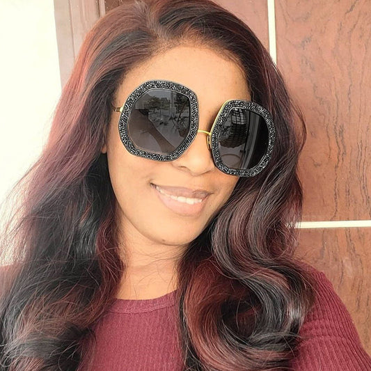 Amsoin Casual Daily Vintage Patchwork Rhinestone Sunglasses