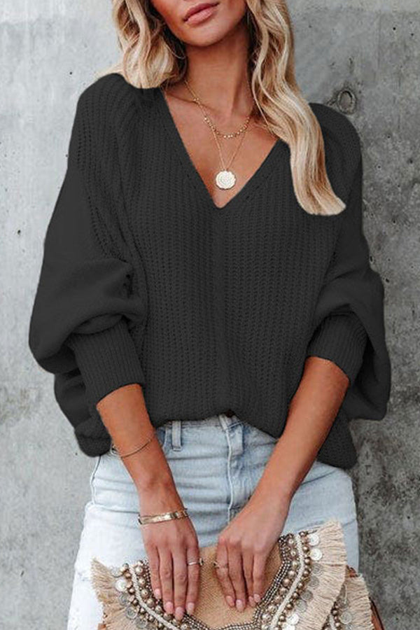 Street Solid Solid Color V Neck Tops