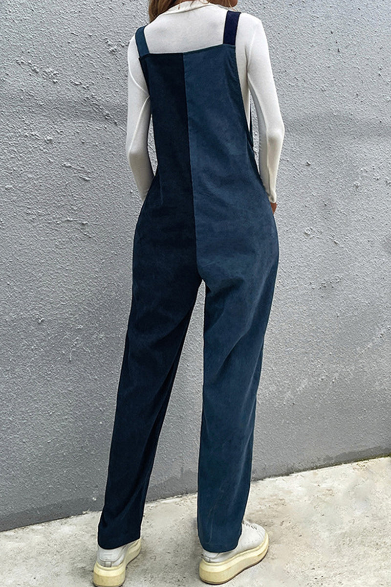 Amsoin Block Contrast Loose Jumpsuits