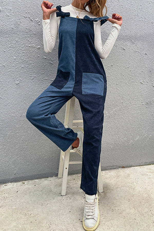 Amsoin Block Contrast Loose Jumpsuits
