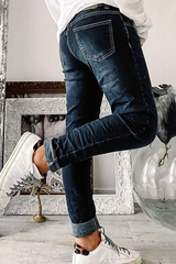 Amsoin Mid Waist Regular Denim Jeans