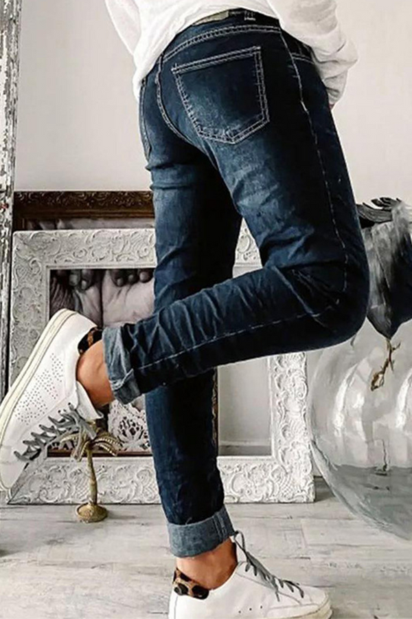 Amsoin Mid Waist Regular Denim Jeans