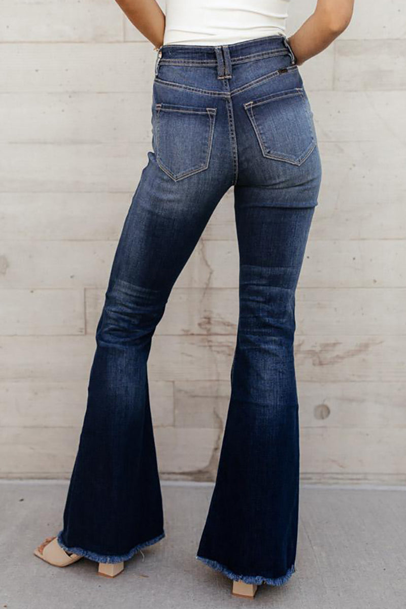 Amsoin Solid Color Straight Denim Jeans
