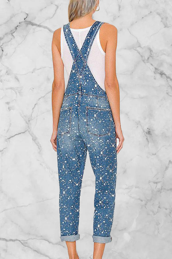 Amsoin High Waist Loose Denim Jumpsuits