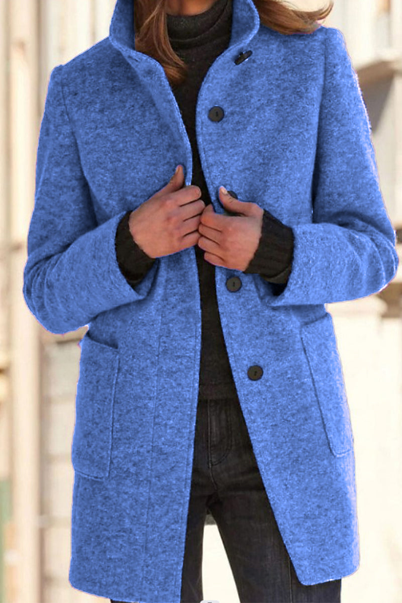 Casual Solid Solid Color Mandarin Collar Outerwear