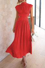 Sweet Elegant Solid Hollowed Out Mandarin Collar A Line Dresses