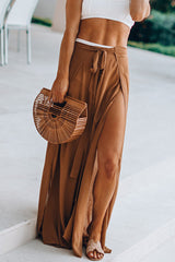 Casual Street Solid High Opening Loose High Waist Wide Leg Solid Color Bottoms