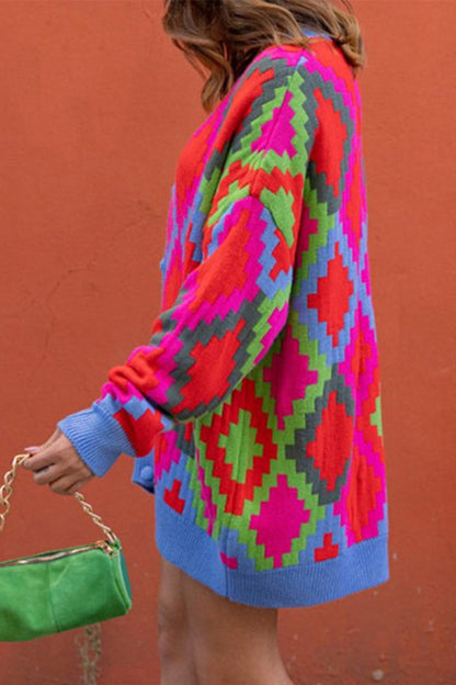 Casual Plaid Contrast V Neck Tops