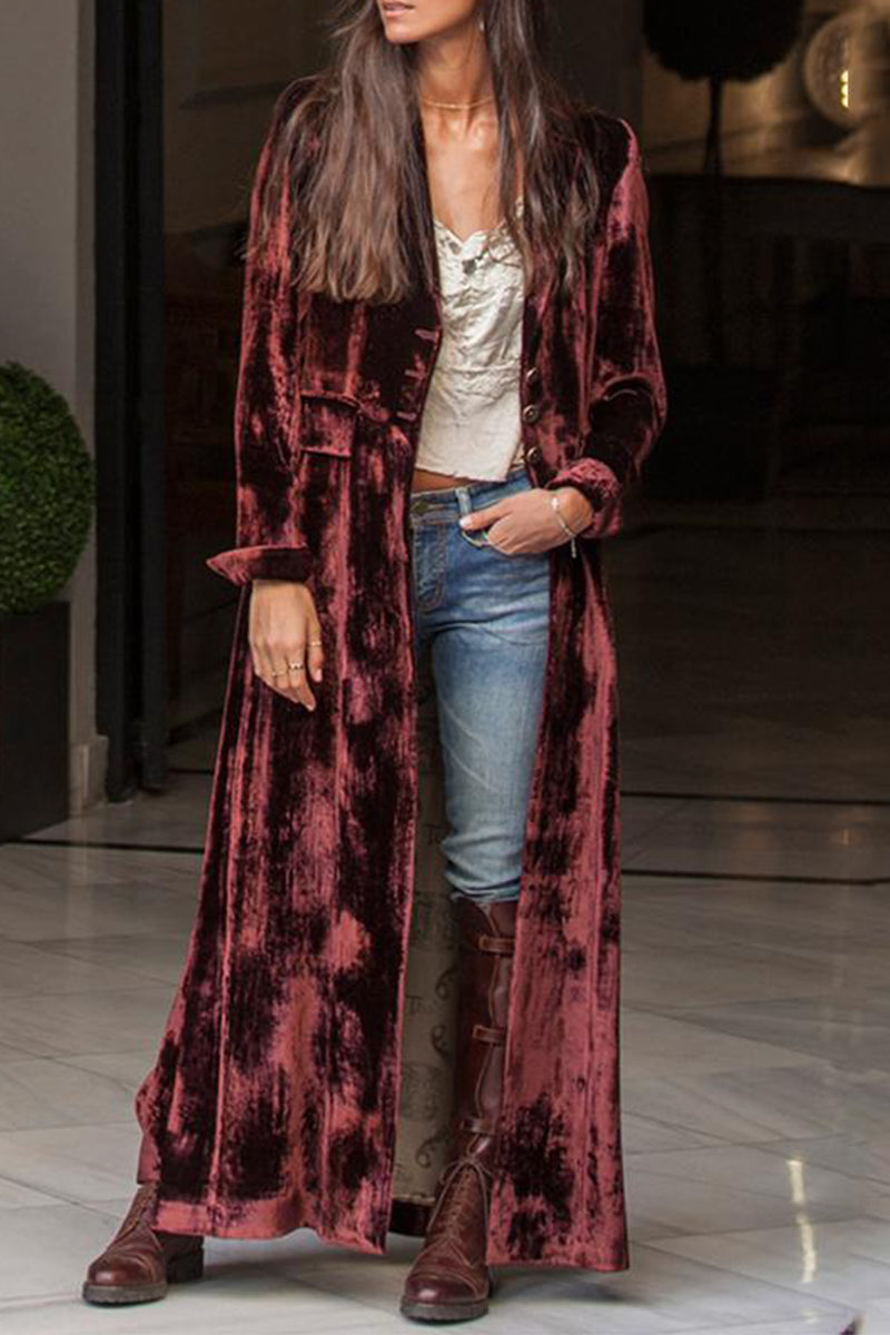 Casual British Style Print Cardigan Collar Outerwear