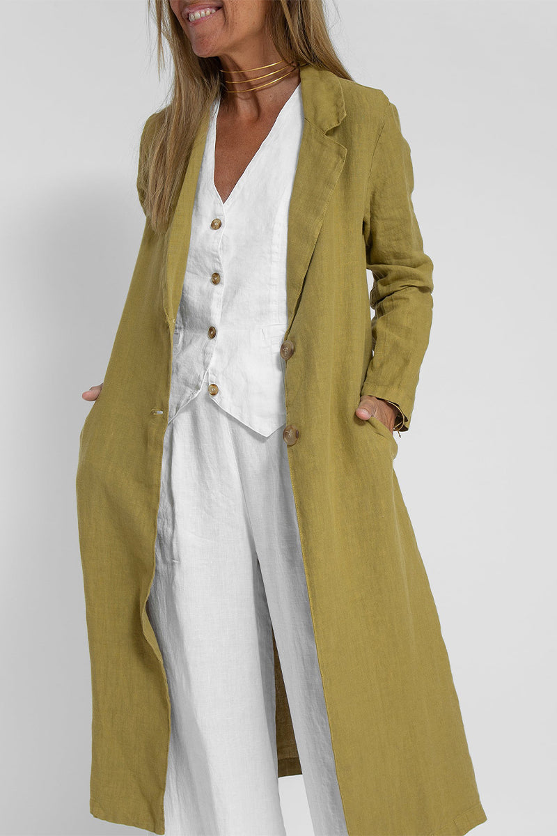 Casual Solid Pocket Turn-back Collar Outerwear