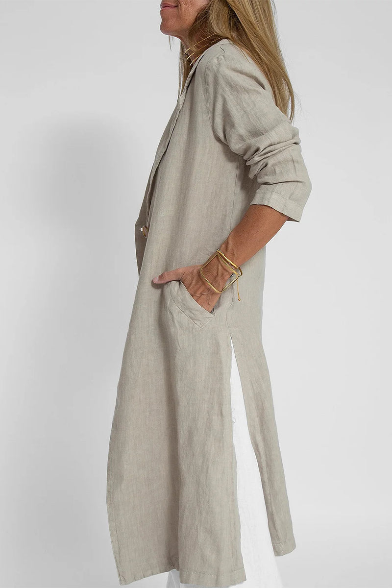 Casual Solid Pocket Turn-back Collar Outerwear