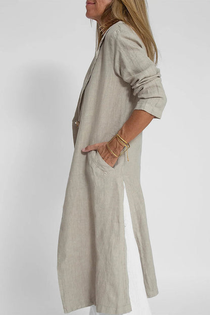 Casual Solid Pocket Turn-back Collar Outerwear