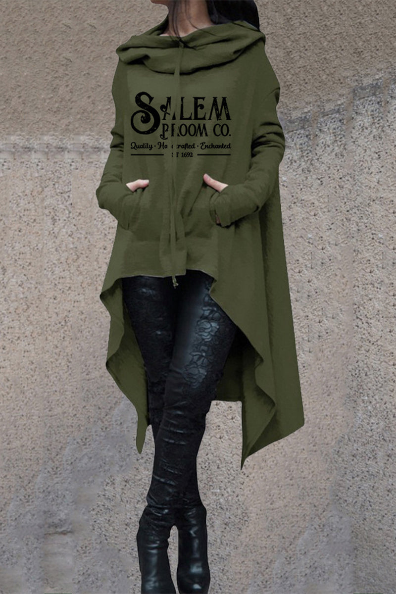 Fashion Print Irregular Long Sleeve Sweatshirt