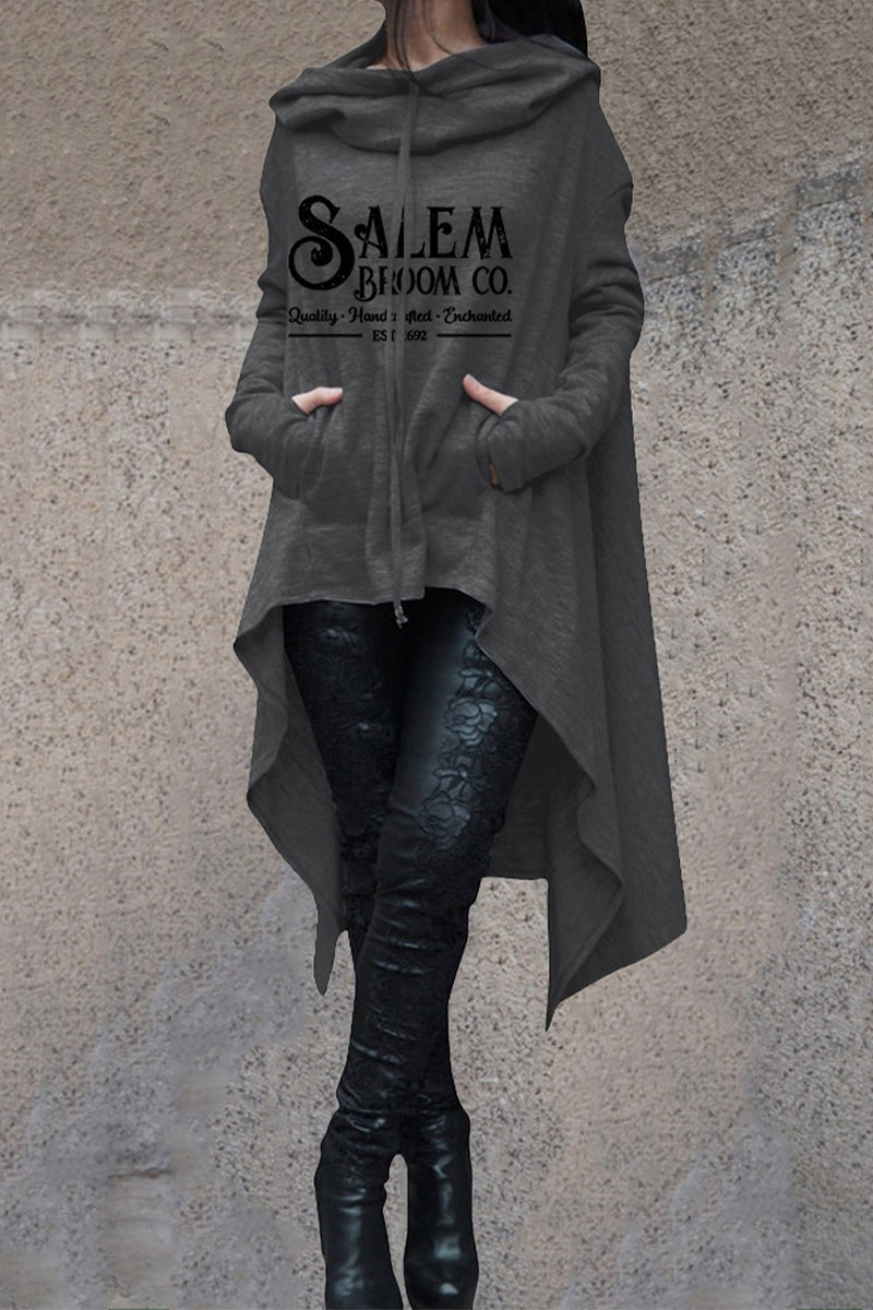 Fashion Print Irregular Long Sleeve Sweatshirt