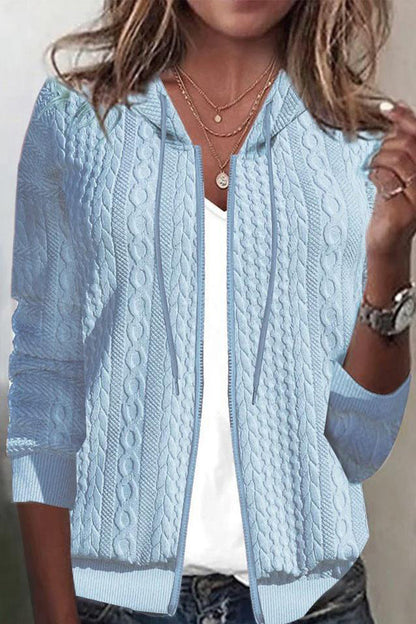 Casual Solid Zipper Hooded Collar Outerwear(7 Colors)