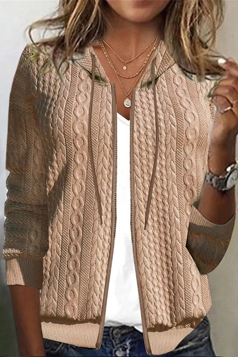 Casual Solid Zipper Hooded Collar Outerwear(7 Colors)