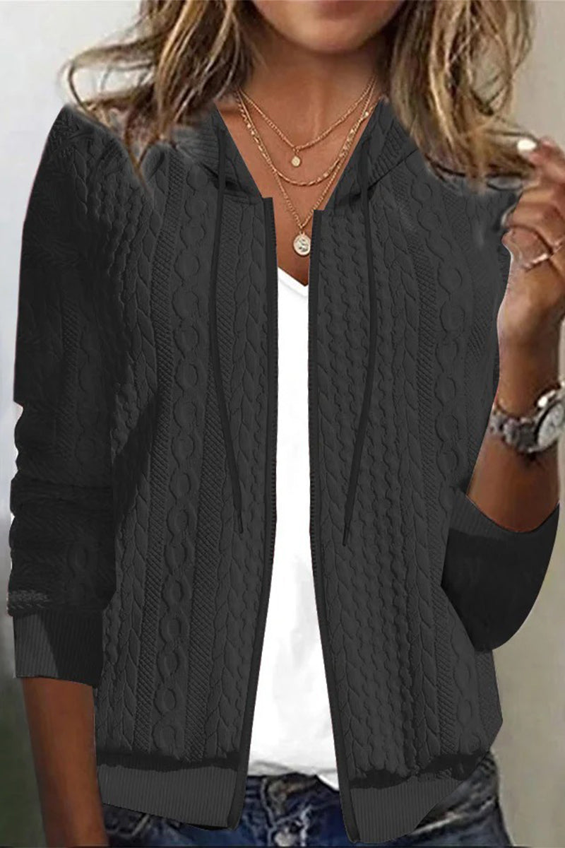 Casual Solid Zipper Hooded Collar Outerwear(7 Colors)