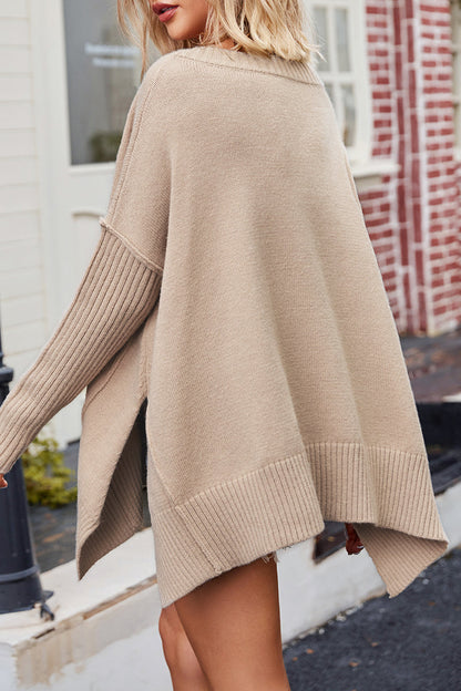 Casual Simplicity Solid Slit V Neck Tops(5 Colors)