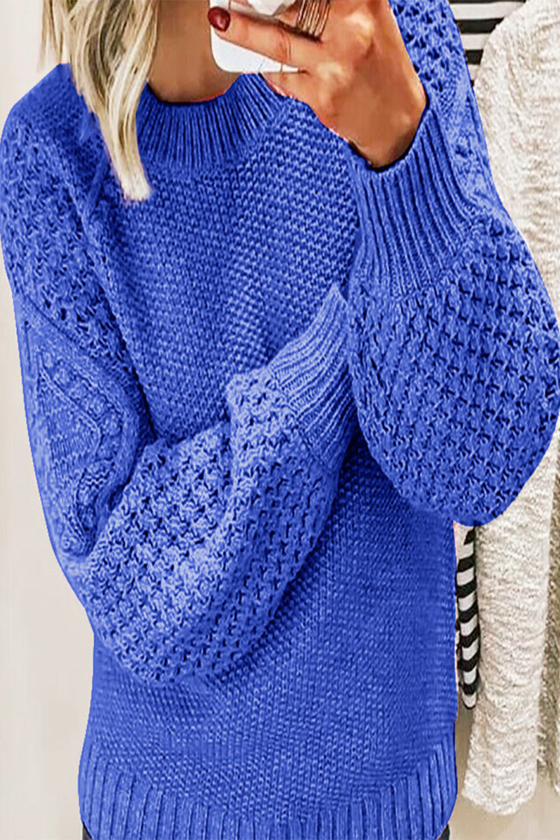 Casual Solid Patchwork O Neck Tops