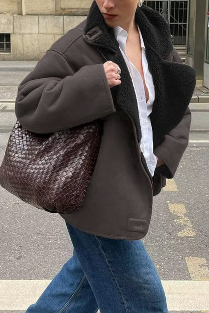 Casual Street Solid Patchwork Turndown Collar Outerwear