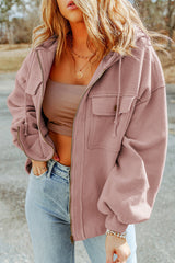 Casual Solid Zipper Hooded Collar Outerwear(5 Colors)
