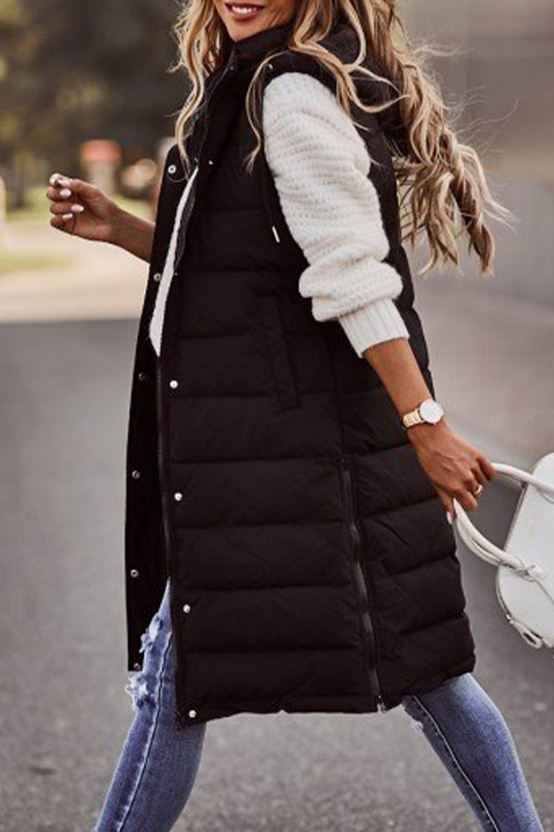 Casual Street Solid Zipper Mandarin Collar Tops