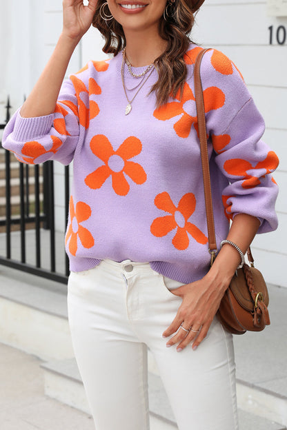 Casual Geometric Patchwork O Neck Tops