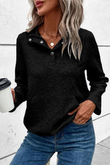 Casual Solid Buckle V Neck Tops