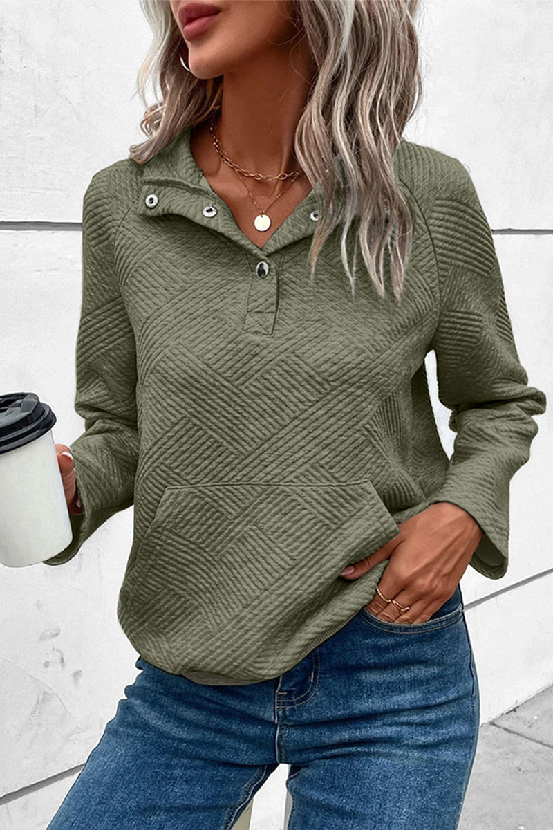 Casual Solid Buckle V Neck Tops