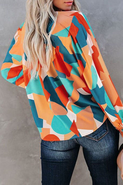 Casual Color Lump Frenulum V Neck Tops